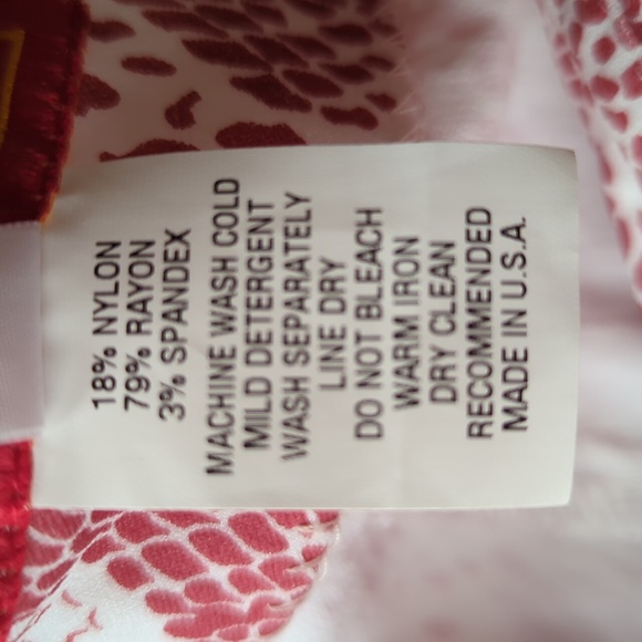 Krazy Larry Snakeskin Print TUMMY CONTROL Rayon Pants 12 Red White - Picture 5 of 15